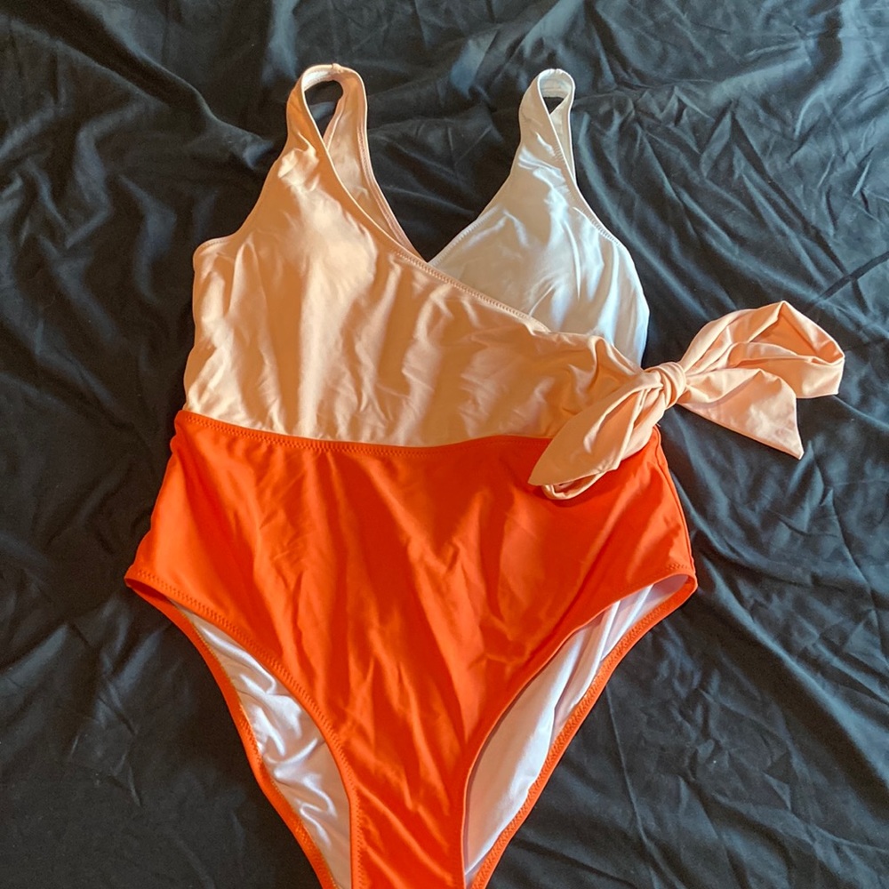 Orange/White One Piece Cupshe XL swimsuit